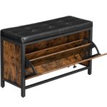 Casa si Gradina - Mobilier - Dulapuri si sifoniere - Dulapuri pantofi - Banca cu organizator pantofi, cu clapeta, 30x80x51cm, industrial vintage, maro cu negru - Infinity.ro