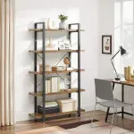 Casa si Gradina - Mobilier - Biblioteci si rafturi - Biblioteci - Biblioteca cu 5 rafturi, cadru din otel si rafturi din PAL, 105x34x178cm, maro rustic si negru - Infinity.ro