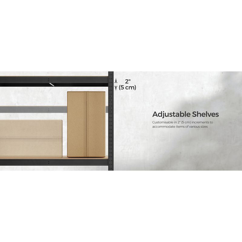 Casa si Gradina - Mobilier - Biblioteci si rafturi - Rafturi - Raft de depozitare metalic, cu rafturi din PAL, 5 polite, max. 600 kg, 200x100x50cm, negru - Infinity.ro