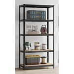 Casa si Gradina - Mobilier - Biblioteci si rafturi - Rafturi - Raft de depozitare metalic, cu rafturi din PAL, 5 polite, max. 600 kg, 200x100x50cm, negru - Infinity.ro