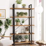 Casa si Gradina - Mobilier - Biblioteci si rafturi - Biblioteci - Biblioteca cu 5 rafturi, cadru din otel si rafturi din PAL, 105x34x178cm, maro rustic si negru - Infinity.ro