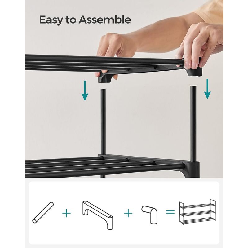 Casa si Gradina - Mobilier - Dulapuri si sifoniere - Dulapuri pantofi - Suport pentru pantofi cu 3 nivele, structura metalica, pentru 12-15 perechi, 92x30x55cm, negru - Infinity.ro