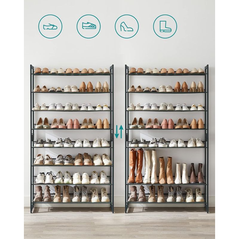 Casa si Gradina - Mobilier - Dulapuri si sifoniere - Dulapuri pantofi - Raft de depozitare pantofi, pe 8 nivele, cu polite reglabile, pentru 32-40 de perechi, 31x92x163cm, gri - Infinity.ro