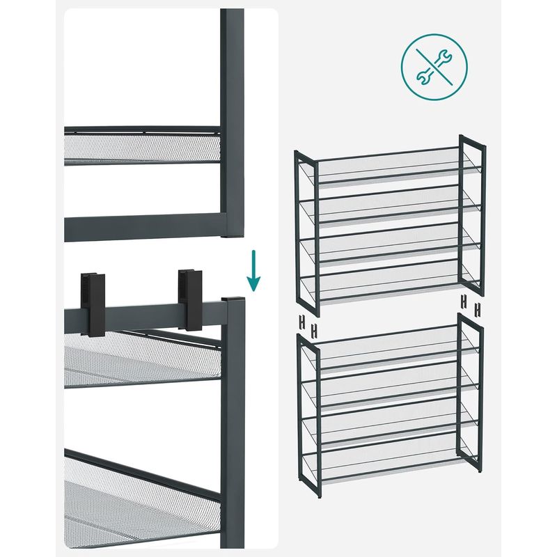 Casa si Gradina - Mobilier - Dulapuri si sifoniere - Dulapuri pantofi - Raft de depozitare pantofi, pe 8 nivele, cu polite reglabile, pentru 32-40 de perechi, 31x92x163cm, gri - Infinity.ro