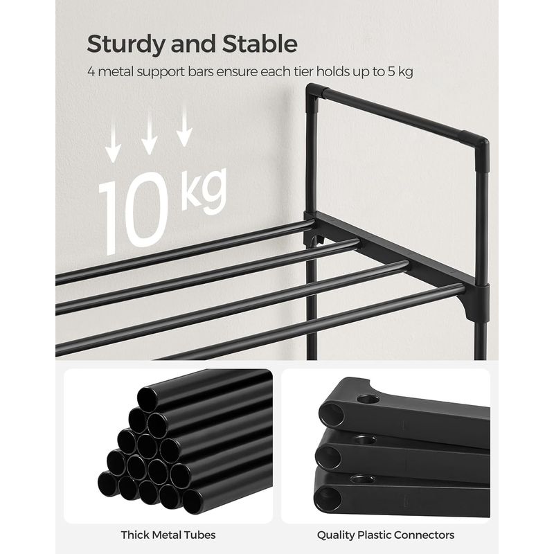 Casa si Gradina - Mobilier - Dulapuri si sifoniere - Dulapuri pantofi - Suport pentru pantofi cu 3 nivele, structura metalica, pentru 12-15 perechi, 92x30x55cm, negru - Infinity.ro
