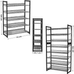 Casa si Gradina - Mobilier - Dulapuri si sifoniere - Dulapuri pantofi - Raft de depozitare pantofi pe 5 niveluri, metal, rafturi plate sau unghiulare reglabile, 31x74x104cm, negru - Infinity.ro