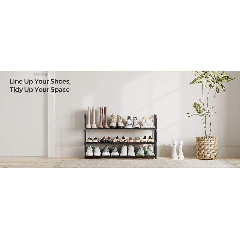 Casa si Gradina - Mobilier - Dulapuri si sifoniere - Dulapuri pantofi - Suport pentru pantofi cu 3 nivele, structura metalica, pentru 12-15 perechi, 92x30x55cm, negru - Infinity.ro