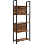 Casa si Gradina - Mobilier - Biblioteci si rafturi - Biblioteci - Biblioteca cu 5 rafturi de depozitare, cadru otel, stil industrial, 62x24x165cm, maro rustic si negru - Infinity.ro