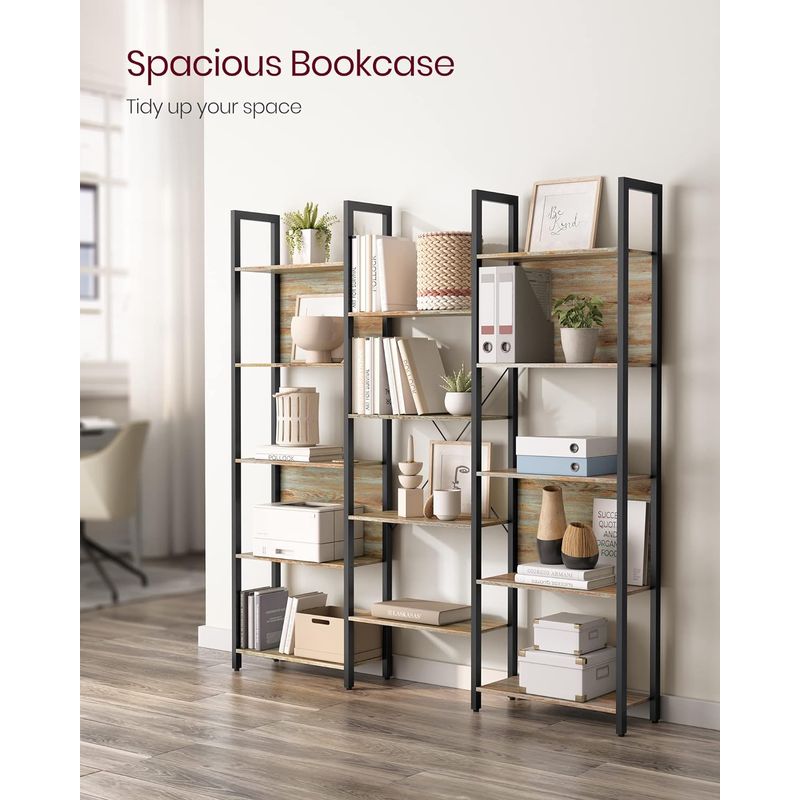 Casa si Gradina - Mobilier - Biblioteci si rafturi - Biblioteci - Biblioteca cu 14 rafturi din lemn, cadru metalic, 24x158x166cm, stil industrial, stejar si negru - Infinity.ro