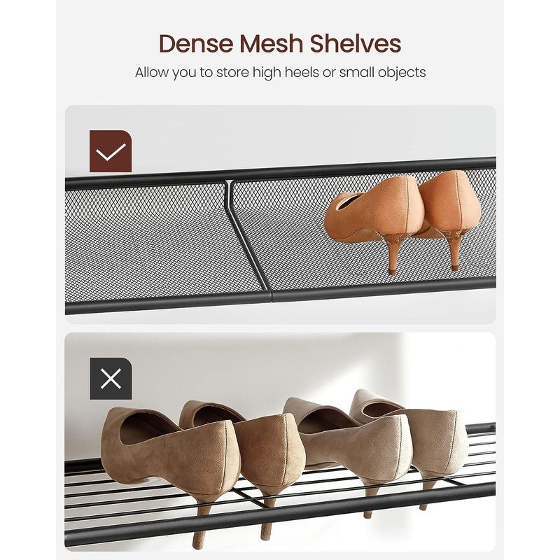 Casa si Gradina - Mobilier - Dulapuri si sifoniere - Dulapuri pantofi - Raft de pantofi, 5 niveluri, rafturi reglabile din plasa, metal, stil industrial, 75x28x93cm, maro vintage negru - Infinity.ro