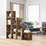 Casa si Gradina - Mobilier - Biblioteci si rafturi - Biblioteci - Biblioteca cu 10 compartimente, unitate de depozitare pentru decoratiuni, din lemn, 29x129x129cm, maro rustic - Infinity.ro