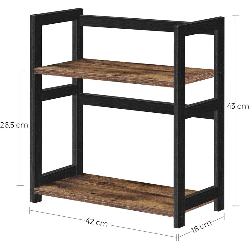 Casa si Gradina - Mobilier - Comode si corpuri - Corpuri bucatarie - Raft de depozitare pe 2 niveluri, MDF, organizator de birou sau bucatarie, 42x18x43 cm, maro rustic - Infinity.ro