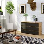 Casa si Gradina - Mobilier - Comode si corpuri - Comode - Comoda cu 6 sertare, PAL laminat, 100x35x57 cm, stejar artisan si gri - Infinity.ro