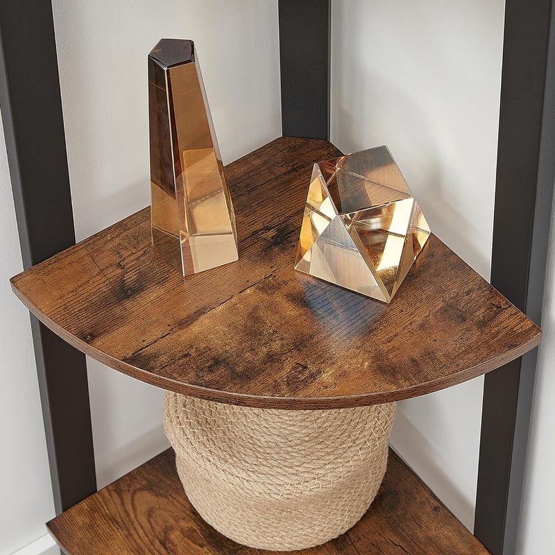 Casa si Gradina - Mobilier - Biblioteci si rafturi - Biblioteci - Raft de colt cu 4 etaje, tip biblioteca, cadru metal si polite lemn, industrial, 34x34x125cm, maro rustic - Infinity.ro