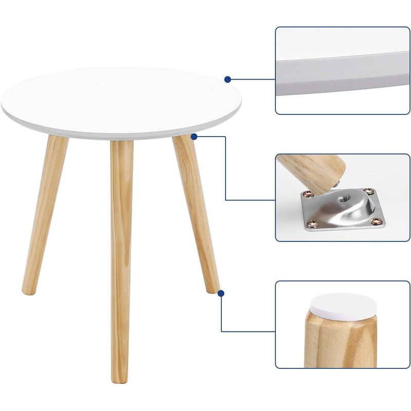 Casa si Gradina - Mobilier - Mese si birouri - Masute de cafea - Masa de cafea, set de 2 bucati, picioare din lemn si blat MDF, design minimalist scandinav, 45x50cm si 35x35cm, alb - Infinity.ro