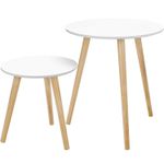 Casa si Gradina - Mobilier - Mese si birouri - Masute de cafea - Masa de cafea, set de 2 bucati, picioare din lemn si blat MDF, design minimalist scandinav, 45x50cm si 35x35cm, alb - Infinity.ro