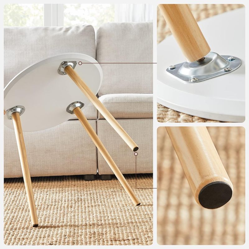 Casa si Gradina - Mobilier - Mese si birouri - Masute de cafea - Masa de cafea, set de 2 bucati, picioare din lemn si blat MDF, design minimalist scandinav, 45x50cm si 35x35cm, alb - Infinity.ro