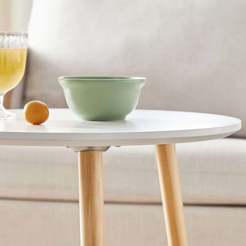 Casa si Gradina - Mobilier - Mese si birouri - Masute de cafea - Masa de cafea, set de 2 bucati, picioare din lemn si blat MDF, design minimalist scandinav, 45x50cm si 35x35cm, alb - Infinity.ro