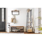Casa si Gradina - Mobilier - Dulapuri si sifoniere - Dulapuri pantofi - Raft pentru pantofi cu 2 polite, 100x30x45cm, otel, stil industrial, maro rustic si negru - Infinity.ro