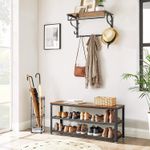 Casa si Gradina - Mobilier - Dulapuri si sifoniere - Dulapuri pantofi - Raft pentru pantofi cu 2 polite, 100x30x45cm, otel, stil industrial, maro rustic si negru - Infinity.ro