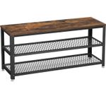 Casa si Gradina - Mobilier - Dulapuri si sifoniere - Dulapuri pantofi - Raft pentru pantofi cu 2 polite, 100x30x45cm, otel, stil industrial, maro rustic si negru - Infinity.ro