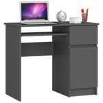 Casa si Gradina - Mobilier - Mese si birouri - Birouri - Birou computer PIKSEL, cu sertar, dulap si raft pentru tastatura, dreapta, 90x50x77 cm, stejar gri - Infinity.ro