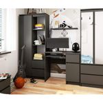 Casa si Gradina - Mobilier - Mese si birouri - Birouri - Birou computer PIKSEL, cu sertar, dulap si raft pentru tastatura, dreapta, 90x50x77 cm, stejar gri - Infinity.ro