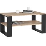 Casa si Gradina - Mobilier - Mese si birouri - Masute de cafea - Masuta cafea ALEX cu raft inferior, PAL laminat, 92x53x45 cm, stejar sonoma si negru - Infinity.ro