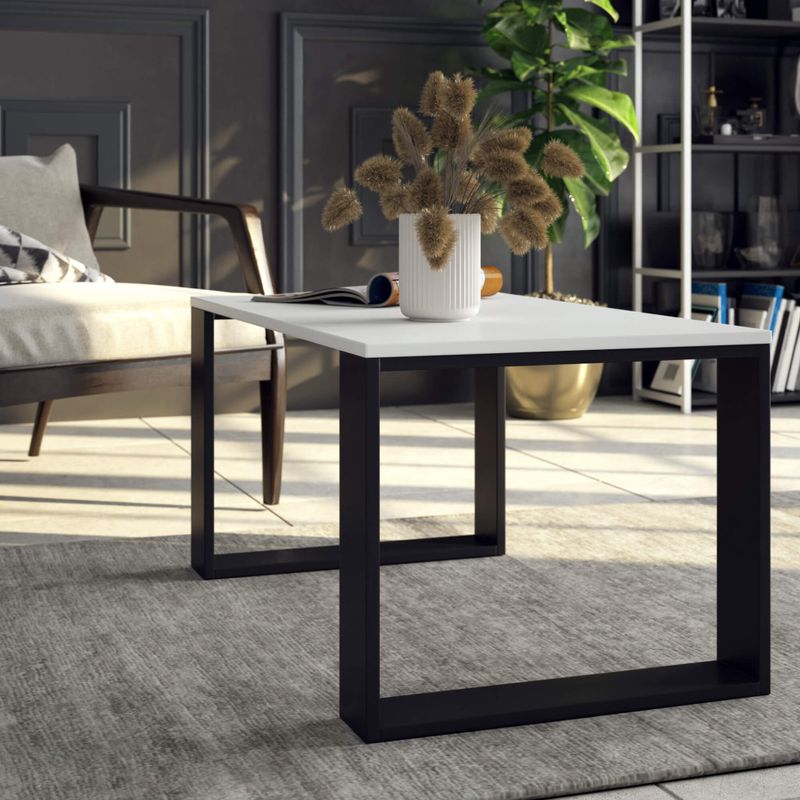 Casa si Gradina - Mobilier - Mese si birouri - Masute de cafea - Masuta cafea NOX cu raft inferior, PAL laminat, 92x53x45 cm, alb si negru - Infinity.ro