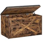 Casa si Gradina - Mobilier - Dulapuri si sifoniere - Dulapuri pantofi - Banca pentru pantofi cu perna, tip cufar de depozitare, stil hambar, 76x40x48cm, maro rustic - Infinity.ro