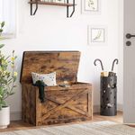 Casa si Gradina - Mobilier - Dulapuri si sifoniere - Dulapuri pantofi - Banca pentru pantofi cu perna, tip cufar de depozitare, stil hambar, 76x40x48cm, maro rustic - Infinity.ro