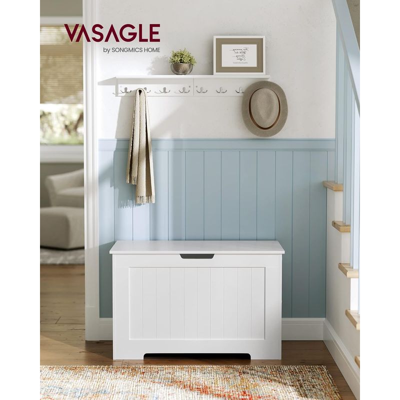 Casa si Gradina - Mobilier - Dulapuri si sifoniere - Dulapuri pantofi - Banca cu spatiu depozitare, pentru hol sau dormitor, din PAL, 76x40x48cm, alb - Infinity.ro