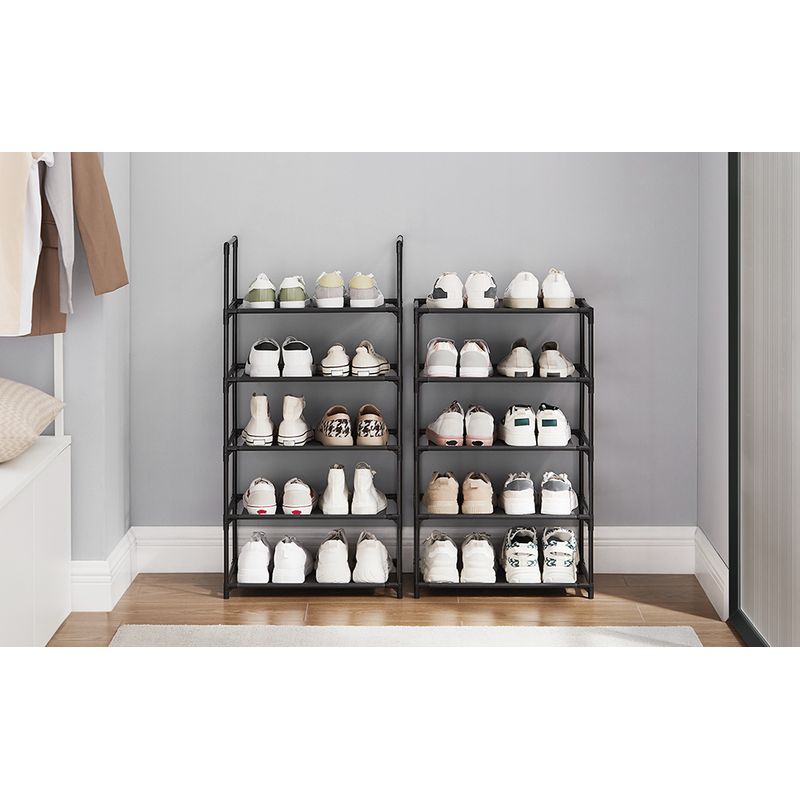 Casa si Gradina - Mobilier - Dulapuri si sifoniere - Dulapuri pantofi - Raft de depozitare pantofi pe 10 niveluri, metal, instalare modulara, 28x45x173cm, negru - Infinity.ro
