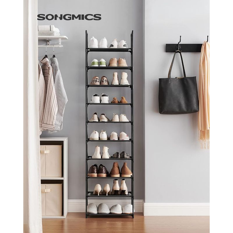 Casa si Gradina - Mobilier - Dulapuri si sifoniere - Dulapuri pantofi - Raft de depozitare pantofi pe 10 niveluri, metal, instalare modulara, 28x45x173cm, negru - Infinity.ro