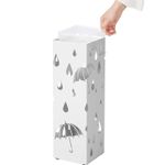Casa si Gradina - Decoratiuni - Obiecte decorative - Suporturi umbrele - Suport metalic pentru umbrele, cu carlige si tava de picurare, 16x16x49cm, alb - Infinity.ro