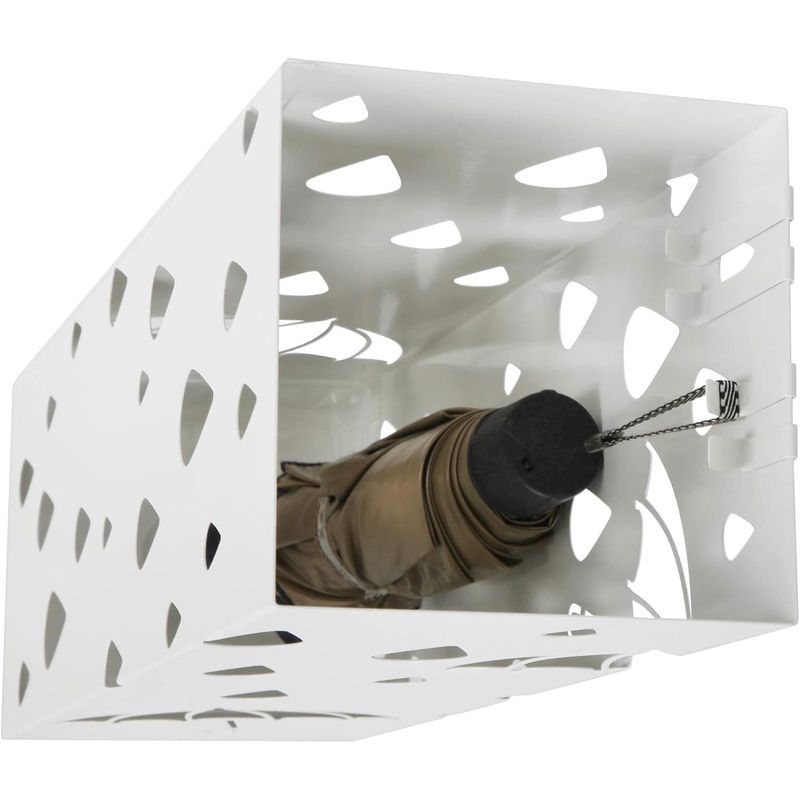 Casa si Gradina - Decoratiuni - Obiecte decorative - Suporturi umbrele - Suport metalic pentru umbrele, cu carlige si tava de picurare, 16x16x49cm, alb - Infinity.ro