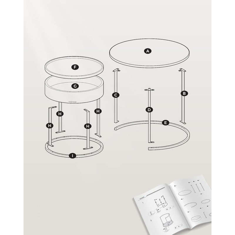 Casa si Gradina - Mobilier - Mese si birouri - Masute de cafea - Set 2 masute cafea, cu blat detasabil si spatiu de depozitare ascuns, 45x45x42 cm, culoare nuc - Infinity.ro