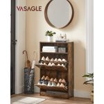 Casa si Gradina - Mobilier - Dulapuri si sifoniere - Dulapuri pantofi - Dulap pantofi cu 2 usi flip, separator reglabil si detasabil, pentru 8-12 perechi, 24x60x102cm, maro rustic - Infinity.ro