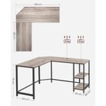 Casa si Gradina - Mobilier - Mese si birouri - Birouri - Birou de colt in forma de L, cu 2 rafturi de depozitare, 138x138x75cm, industrial, gri si negru - Infinity.ro