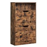 Casa si Gradina - Mobilier - Dulapuri si sifoniere - Dulapuri pantofi - Dulap pantofi cu 2 usi flip, separator reglabil si detasabil, pentru 8-12 perechi, 24x60x102cm, maro rustic - Infinity.ro