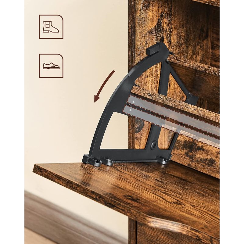 Casa si Gradina - Mobilier - Dulapuri si sifoniere - Dulapuri pantofi - Dulap pantofi cu 2 usi flip, separator reglabil si detasabil, pentru 8-12 perechi, 24x60x102cm, maro rustic - Infinity.ro