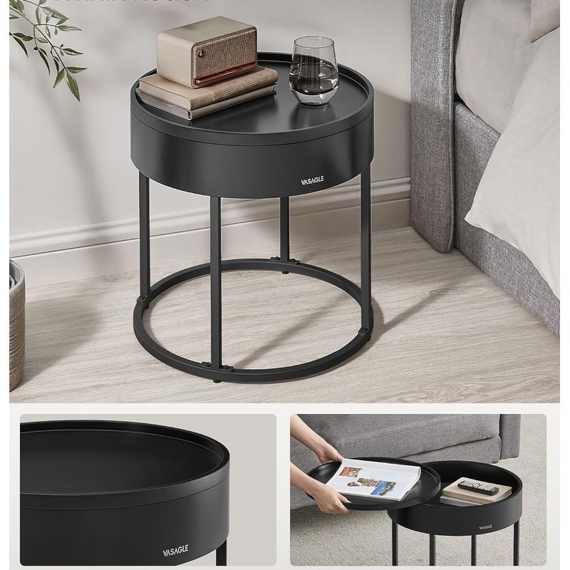 Casa si Gradina - Mobilier - Mese si birouri - Masute de cafea - Set 2 masute cafea, cu blat detasabil si spatiu de depozitare ascuns, 45x45x42 cm, culoare nuc - Infinity.ro