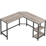 Casa si Gradina - Mobilier - Mese si birouri - Birouri - Birou de colt in forma de L, cu 2 rafturi de depozitare, 138x138x75cm, industrial, gri si negru - Infinity.ro