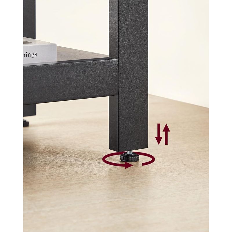 Casa si Gradina - Mobilier - Mese si birouri - Birouri - Birou de colt in forma de L, cu 2 rafturi de depozitare, 138x138x75cm, industrial, gri si negru - Infinity.ro