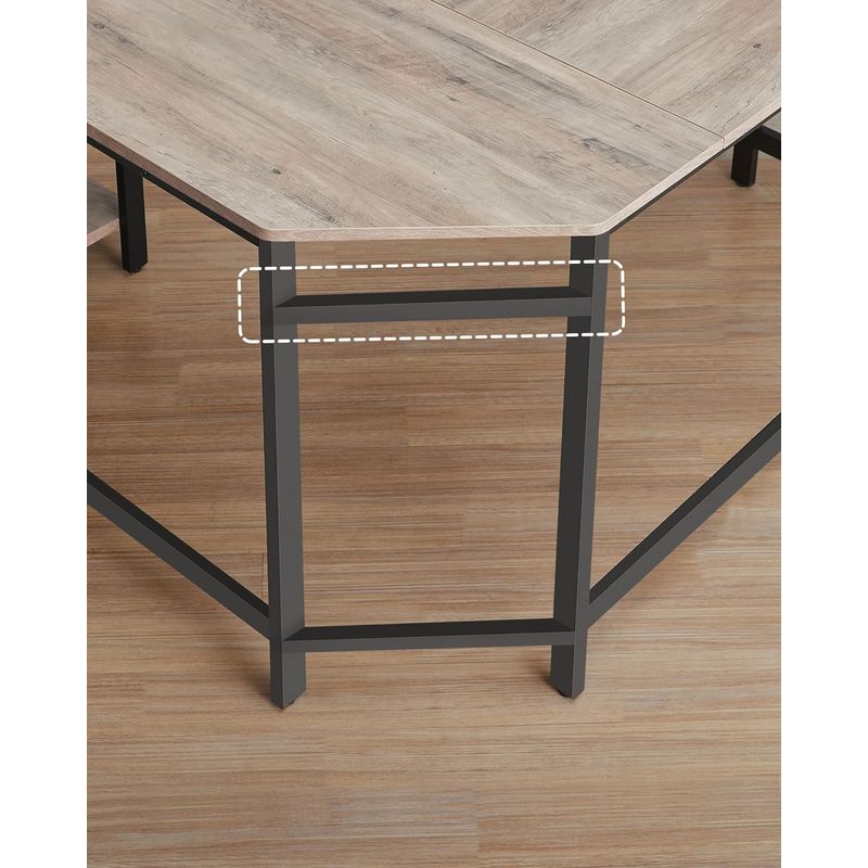 Casa si Gradina - Mobilier - Mese si birouri - Birouri - Birou de colt in forma de L, cu 2 rafturi de depozitare, 138x138x75cm, industrial, gri si negru - Infinity.ro