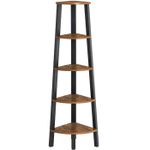 Casa si Gradina - Mobilier - Biblioteci si rafturi - Biblioteci - Raft de colt cu 5 etaje, tip biblioteca, cadru metal si polite lemn, 33x34x159cm, industrial, maro rustic si negru - Infinity.ro