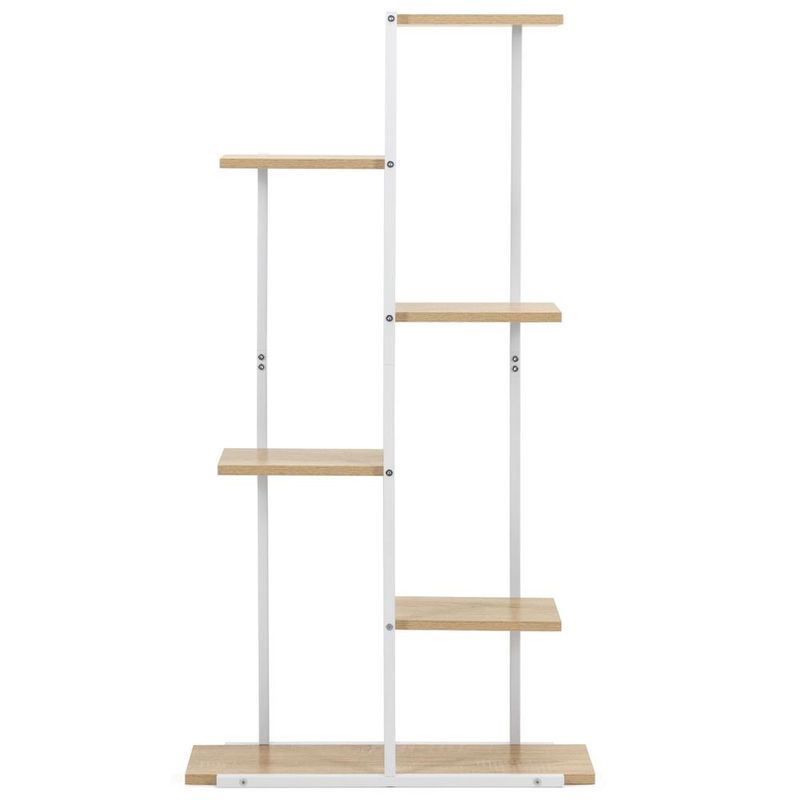 Casa si Gradina - Mobilier - Biblioteci si rafturi - Biblioteci - Etajera cu 6 rafturi din metal si MDF, 60x20x113 cm, alb si maro - Infinity.ro