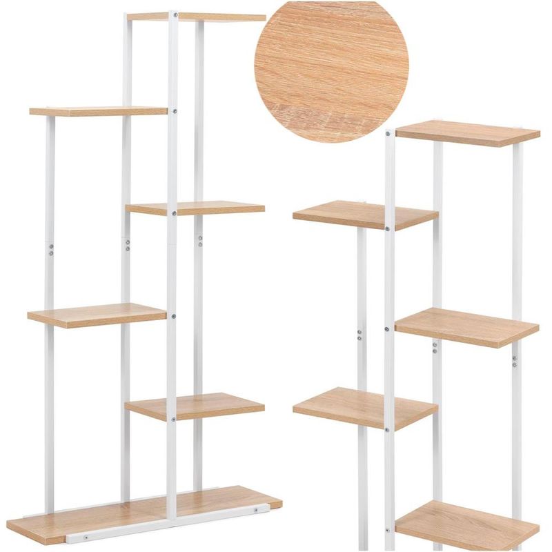 Casa si Gradina - Mobilier - Biblioteci si rafturi - Biblioteci - Etajera cu 6 rafturi din metal si MDF, 60x20x113 cm, alb si maro - Infinity.ro