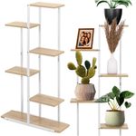 Casa si Gradina - Mobilier - Biblioteci si rafturi - Biblioteci - Etajera cu 6 rafturi din metal si MDF, 60x20x113 cm, alb si maro - Infinity.ro