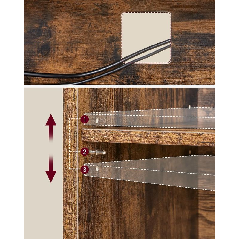 Casa si Gradina - Mobilier - Comode si corpuri - Comode - VASAGLE Comoda TV pentru televizoare pana la 65 inch, cadru metal, stil industrial, 147x40x50 cm, maro rustic - Infinity.ro